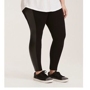 Faux Leather Side Stripe Leggings